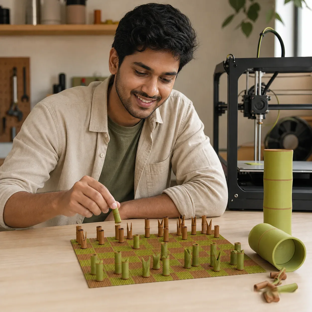 Bamboo Themed Portable Chess Set – Travel Ready
