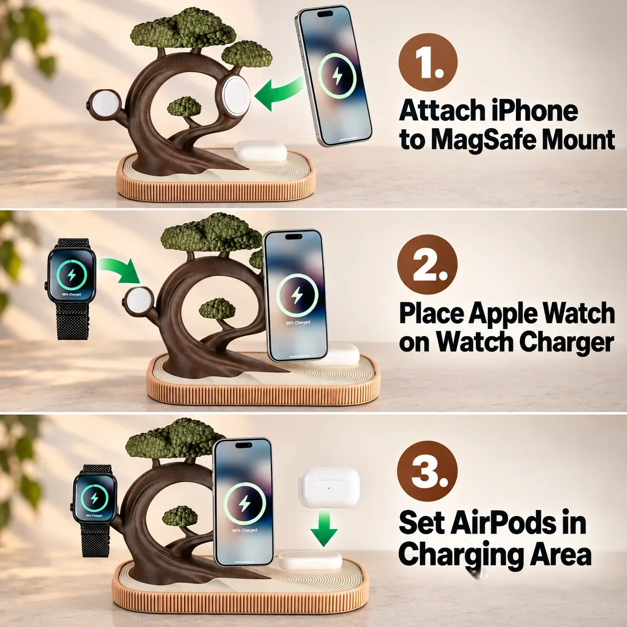 Bonsai MagSafe Dock for Apple iPhone, iWatch, & Airpods