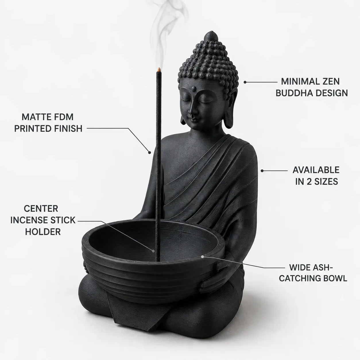 Buddha Incense Holder for Calming Spaces (Single Colour)