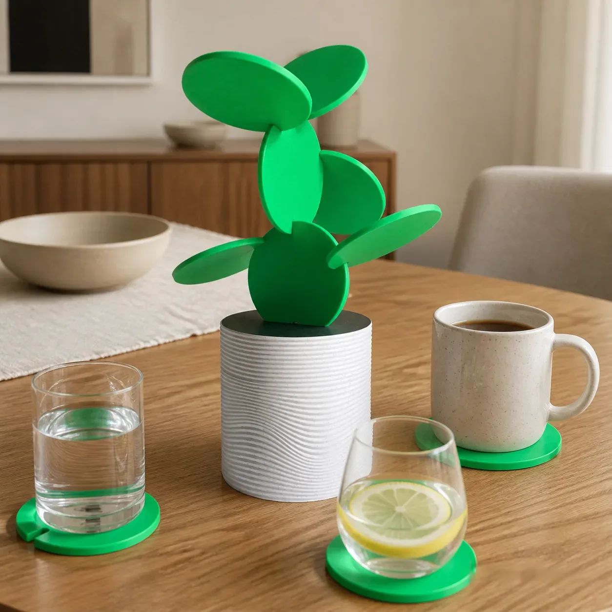 Cactus Coaster Vase – Stylish Space-Saving Decor