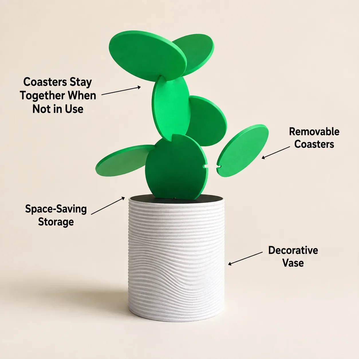 Cactus Coaster Vase – Stylish Space-Saving Decor