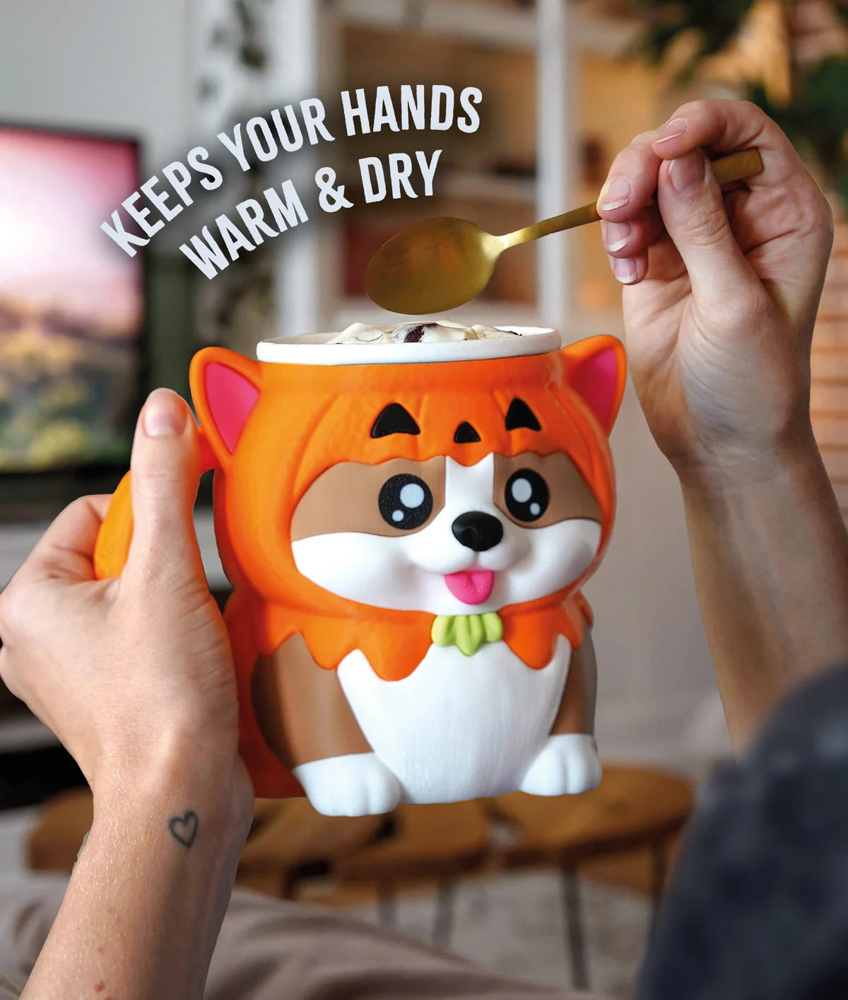 Corgi Ice Cream Pint Holder with Spoon Slots