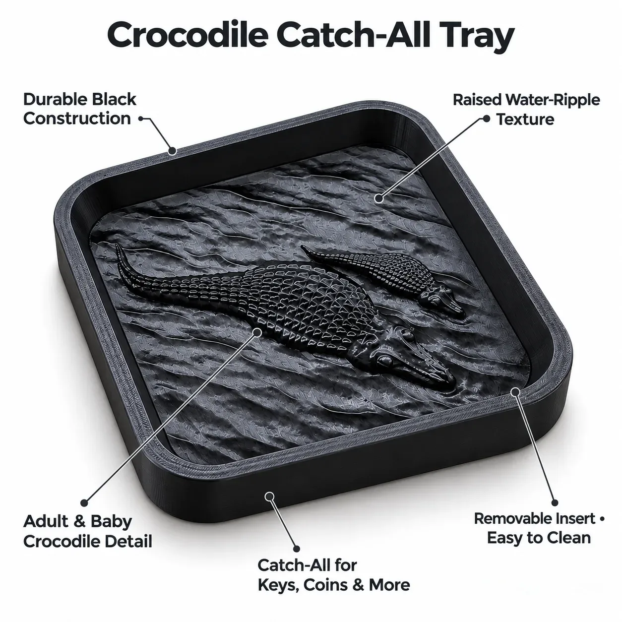 Crocodile Catch-All Tray – Stylish Entryway Organizer
