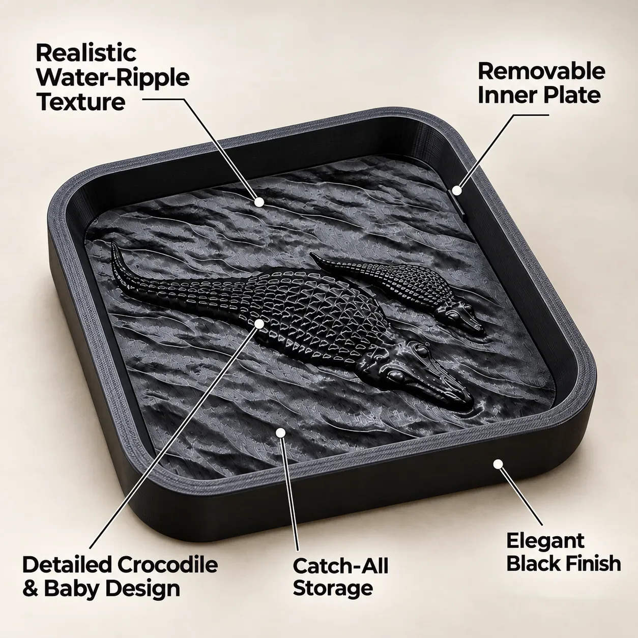 Crocodile Catch-All Tray – Stylish Entryway Organizer