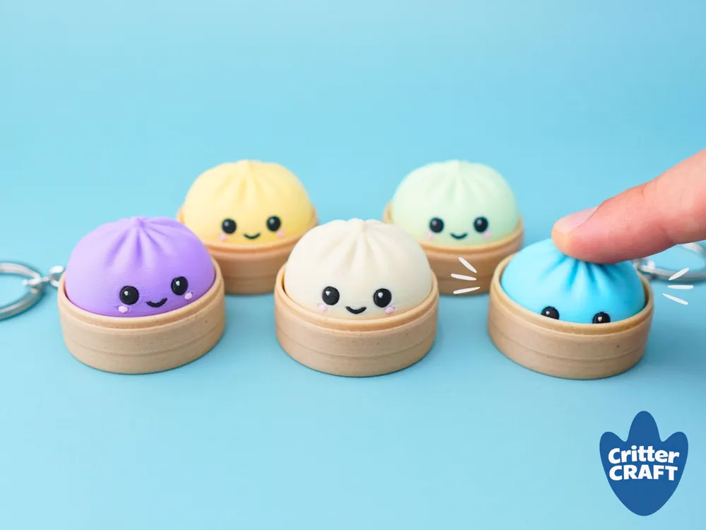 Dumpling Clicker Keychain - Squishy Press Fidget Charm