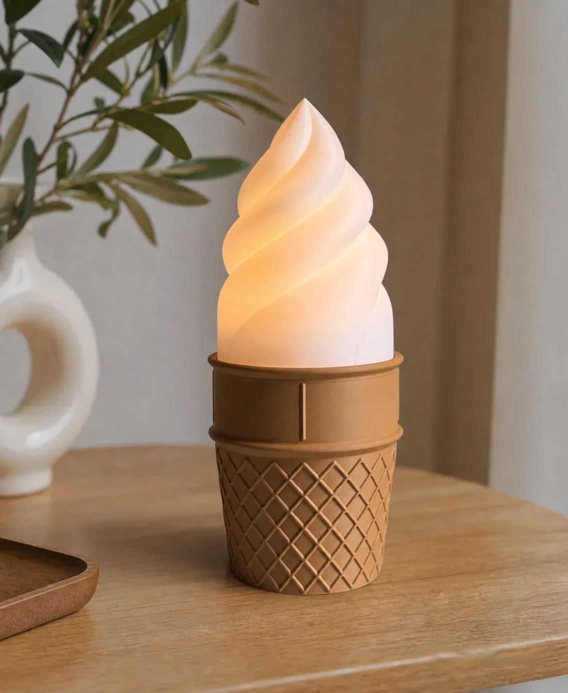 Gelato Ice Cream Cone Desk Lamp for Cozy Ambient Light