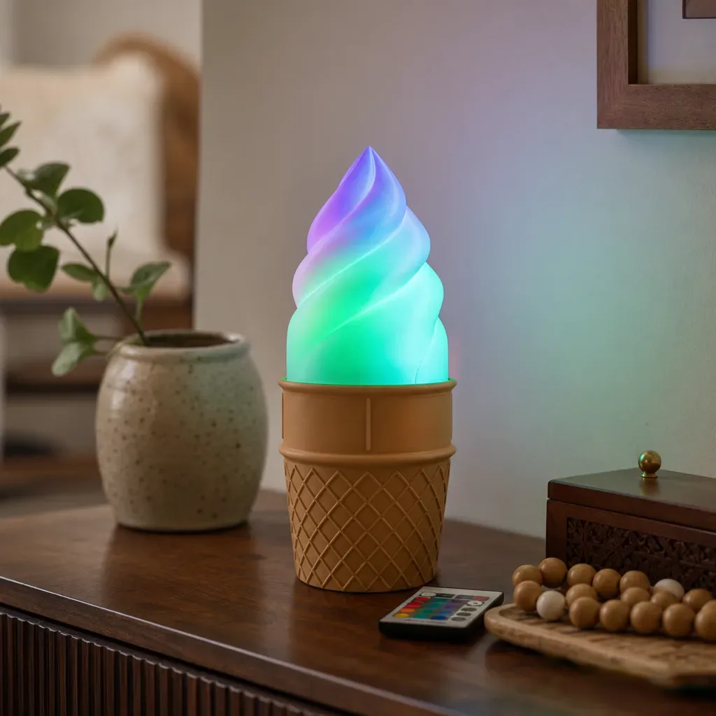 Gelato Ice Cream Cone Desk Lamp for Cozy Ambient Light