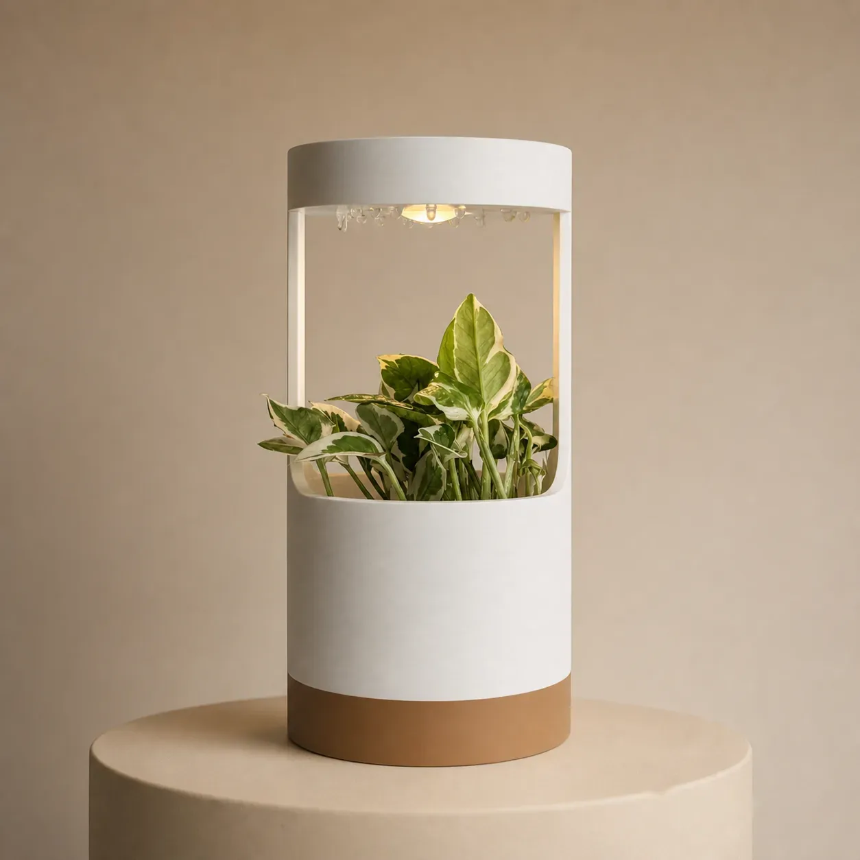 lantern-desk-vase-with-grow-light-and-drip-tray