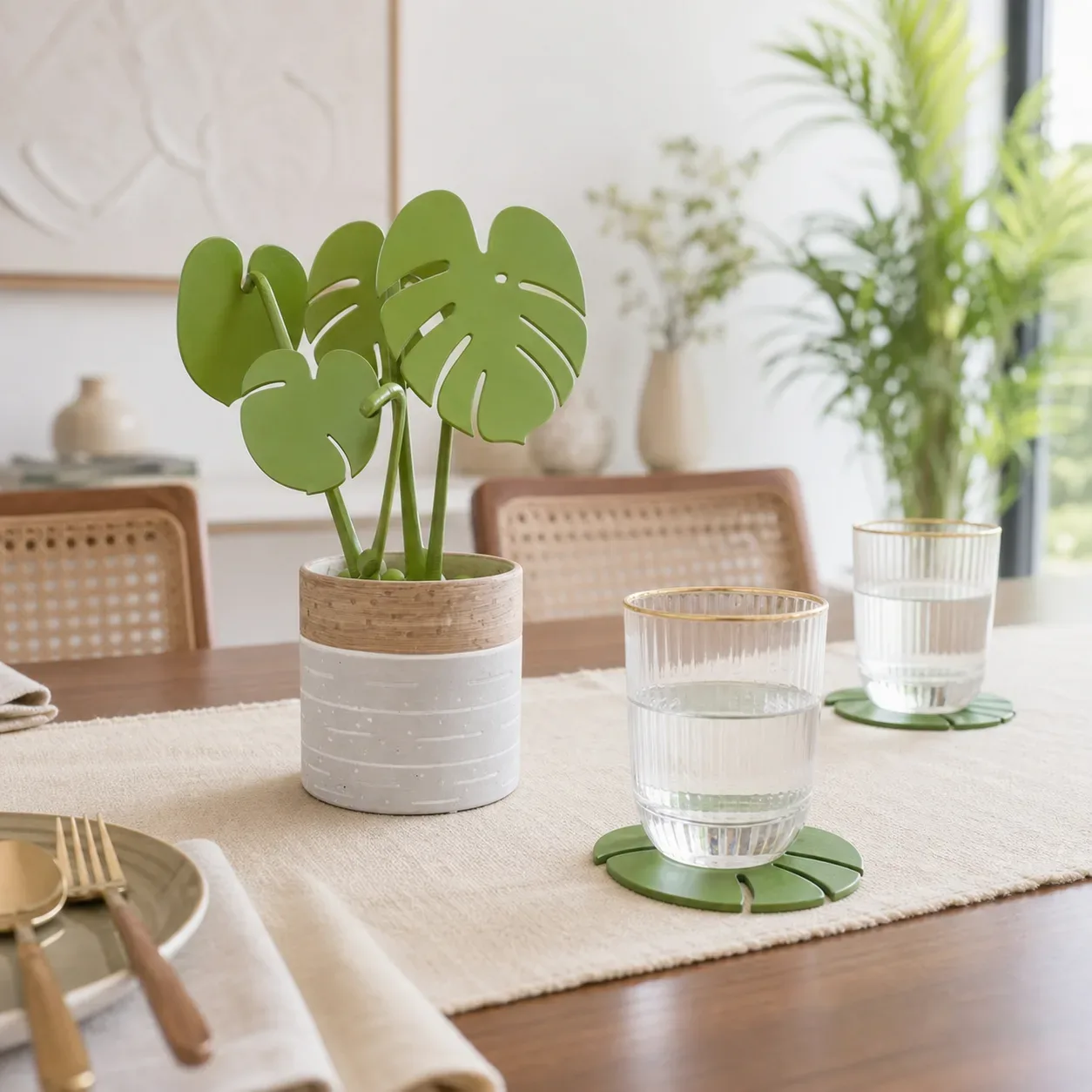 leafix-classic-monstera-coaster-set-with-magnetic-leaves-pot