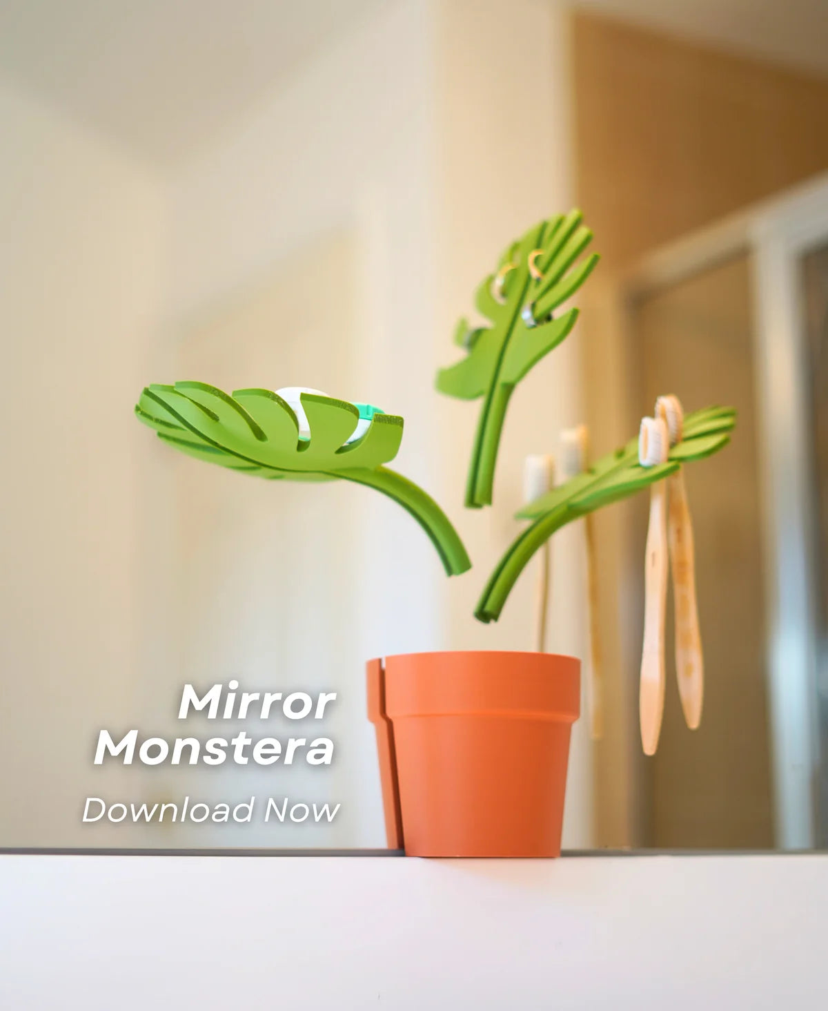 Leafix Mirror Monstera Bathroom Organizer (Mounts to the Mirror)