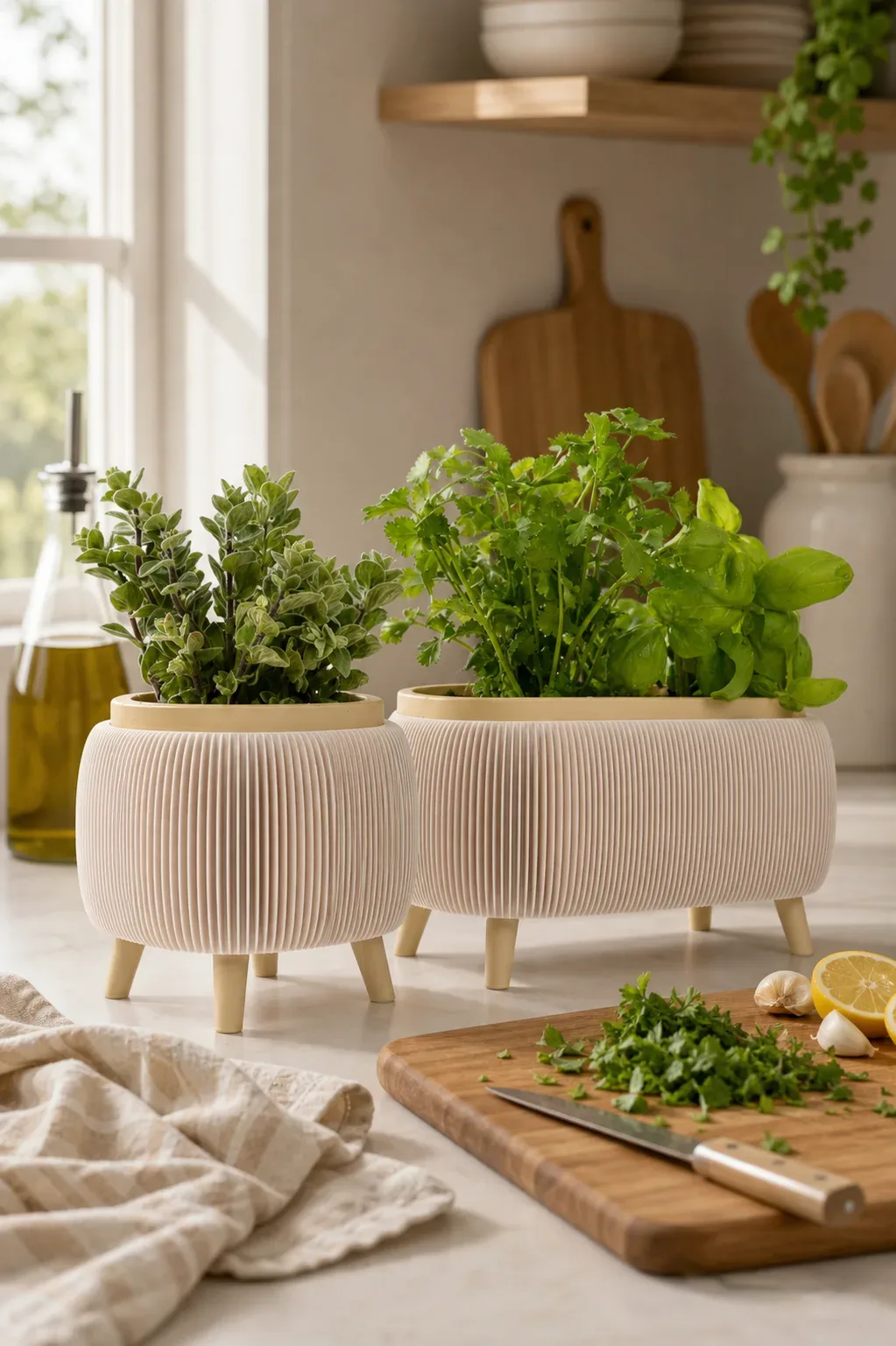 Modern Herb Planter Set with Drainage & Legs (set of 2)