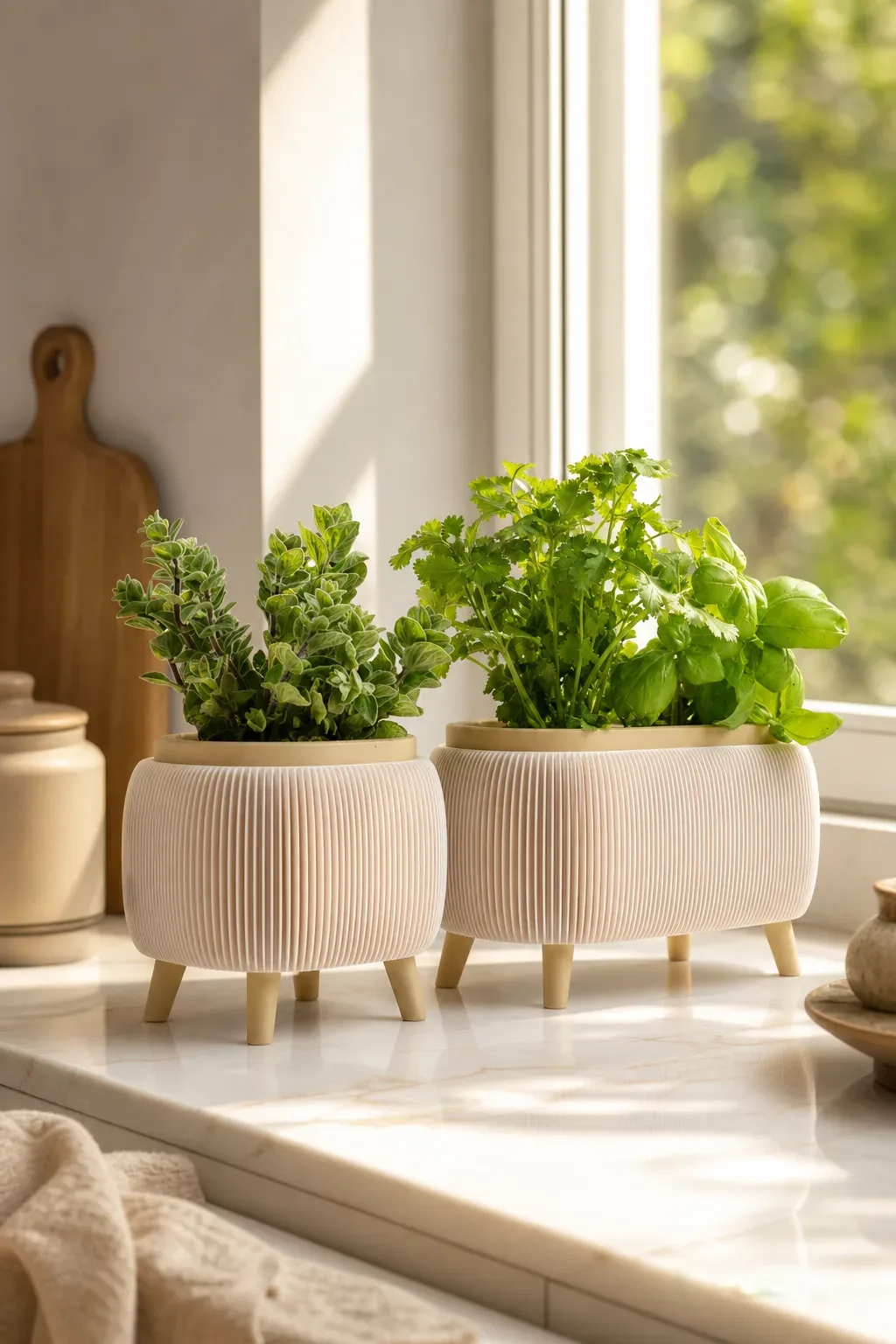 Modern Herb Planter Set with Drainage & Legs (set of 2)