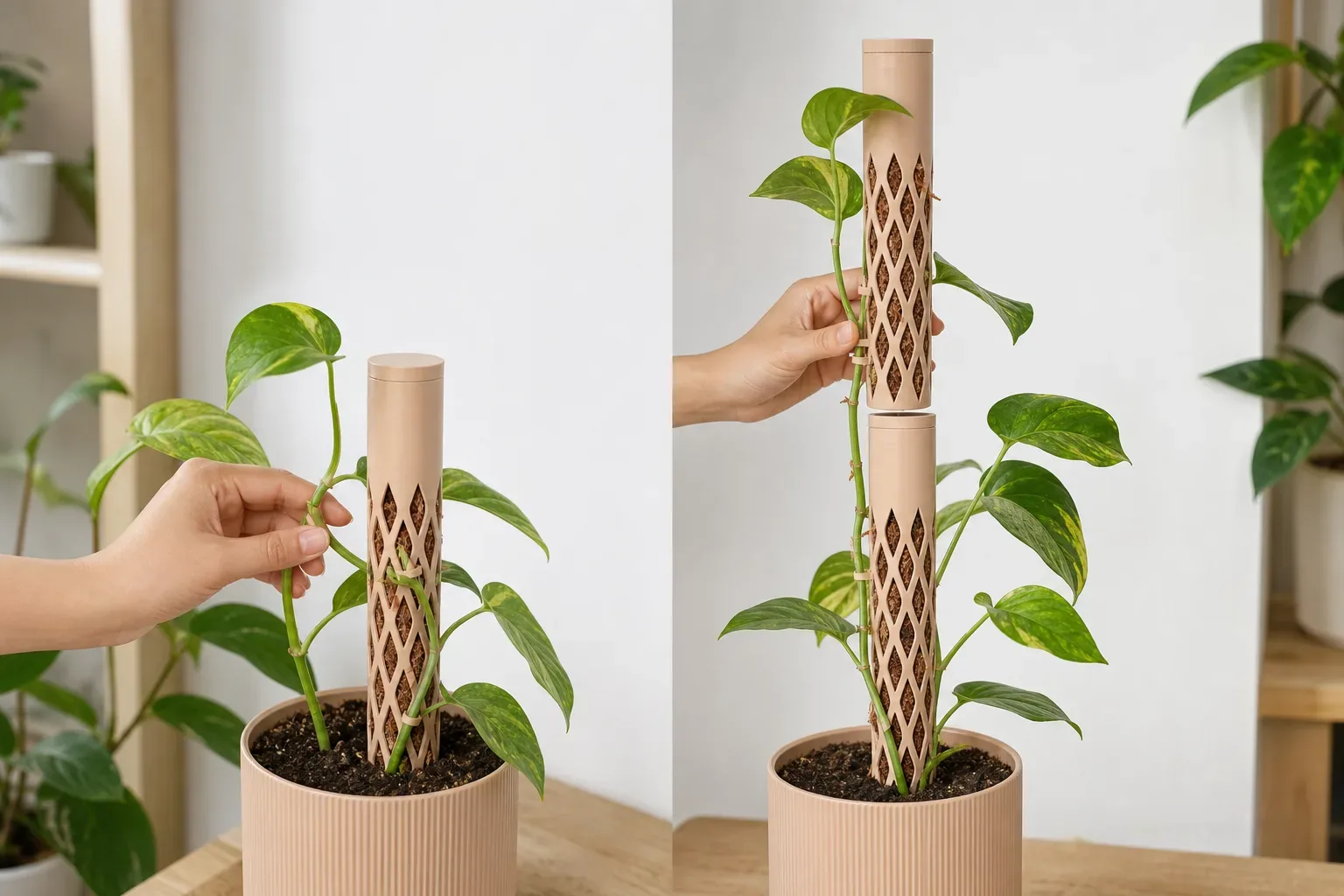 Modular Self-Watering Moss Pole for Climbers