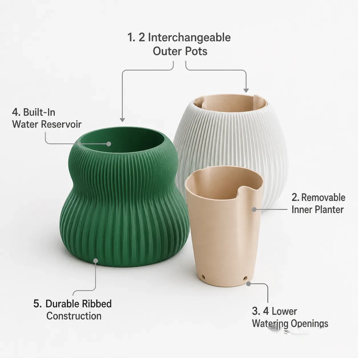 Modular Self-Watering Planter Set | Easy Plant Care (Pack of 2)