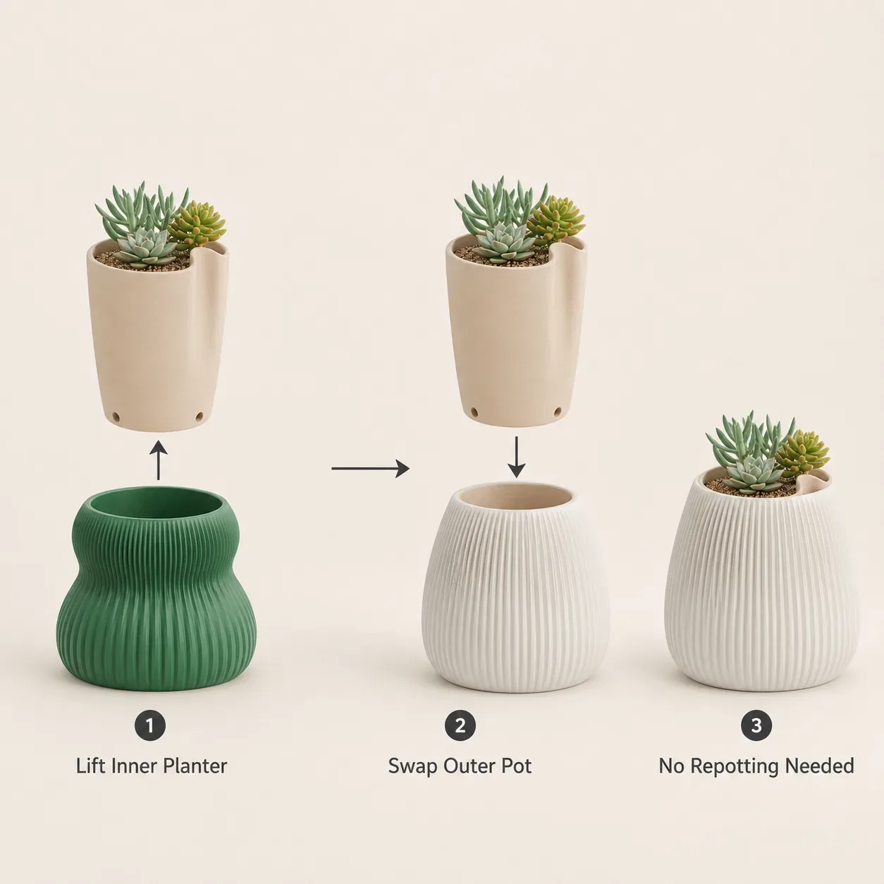 Modular Self-Watering Planter Set | Easy Plant Care (Pack of 2)
