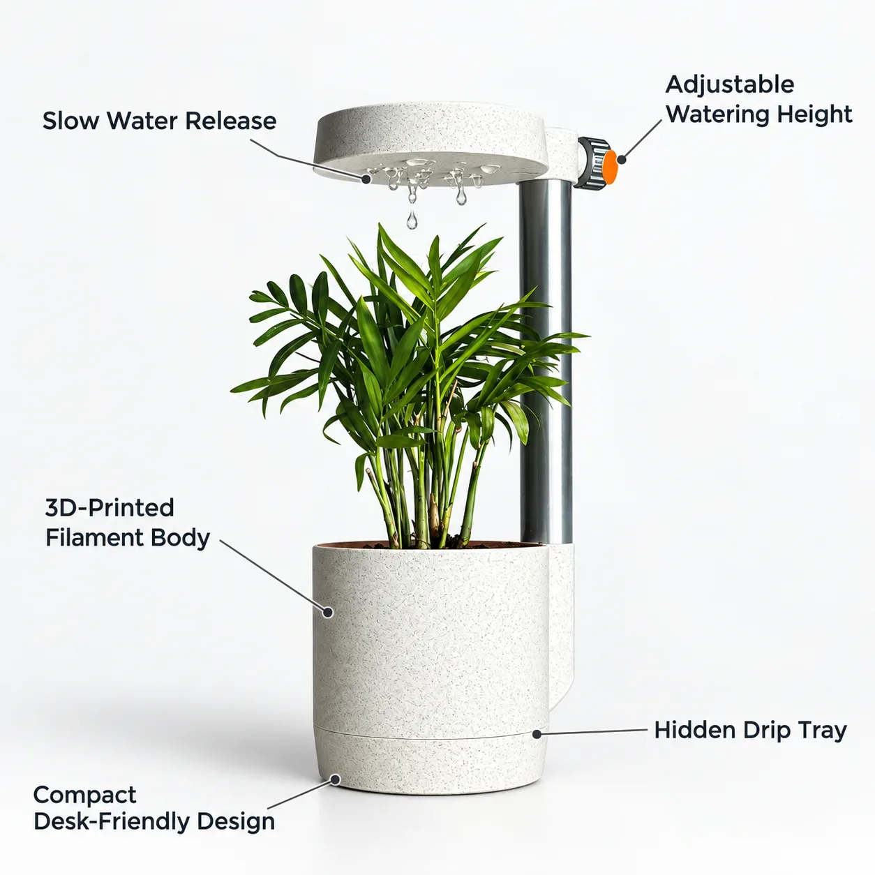 Nimbus Desk Planter Vase With Drip Tray (Manual)