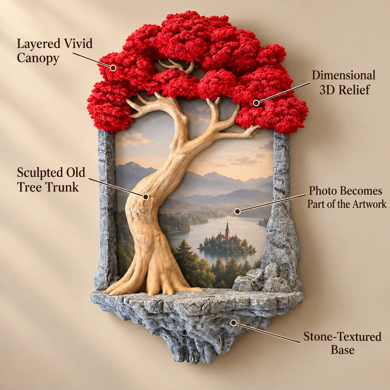 Old Tree Wall Decor Picture Frame (With One Miniature Toy)