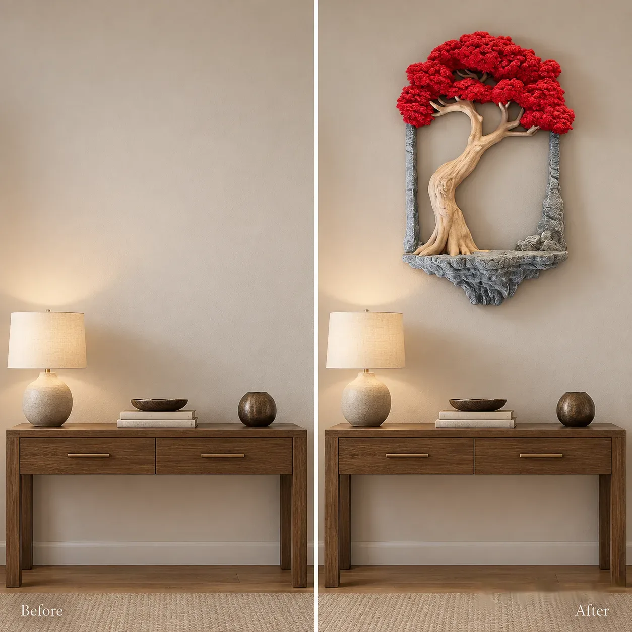 Old Tree Wall Decor Picture Frame (With One Miniature Toy)
