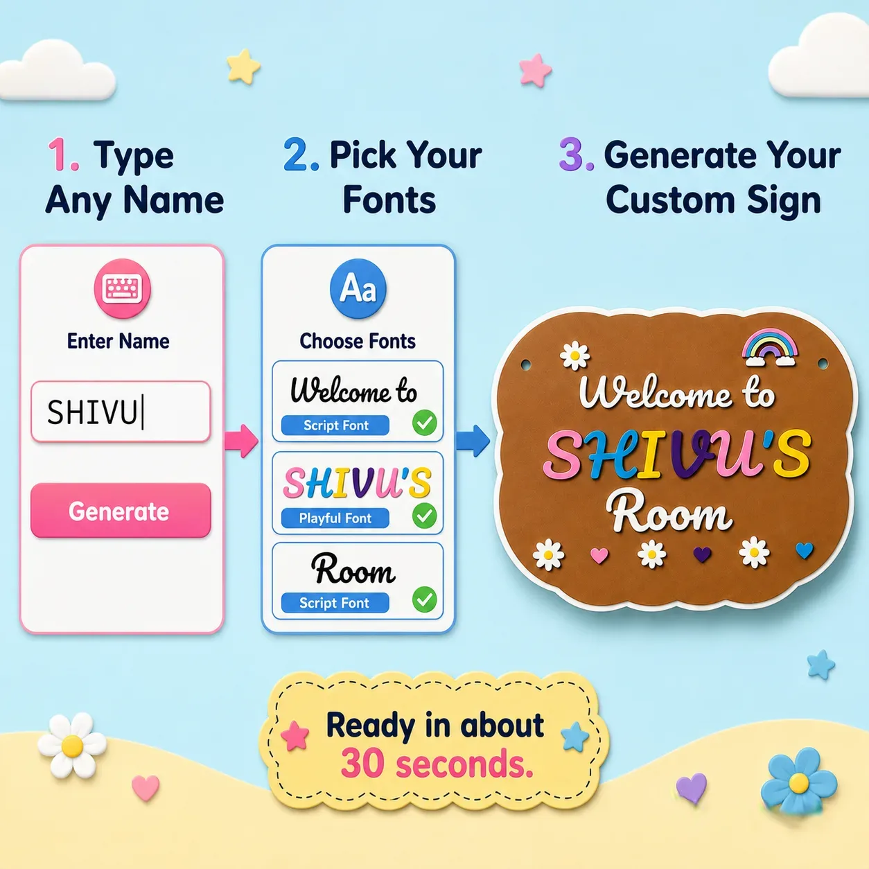 Personalized Kids Room/Home Sign – Custom Name Decor