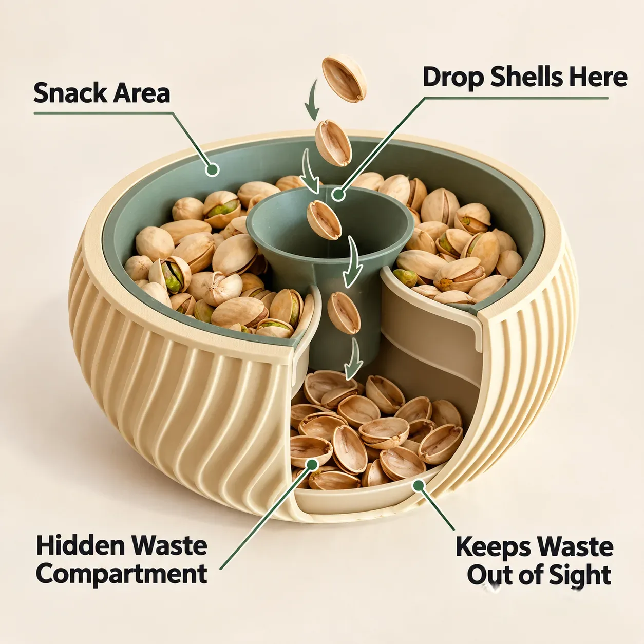 Pistachio Bowl with Hidden Waste Compartment (Pista Bowl)