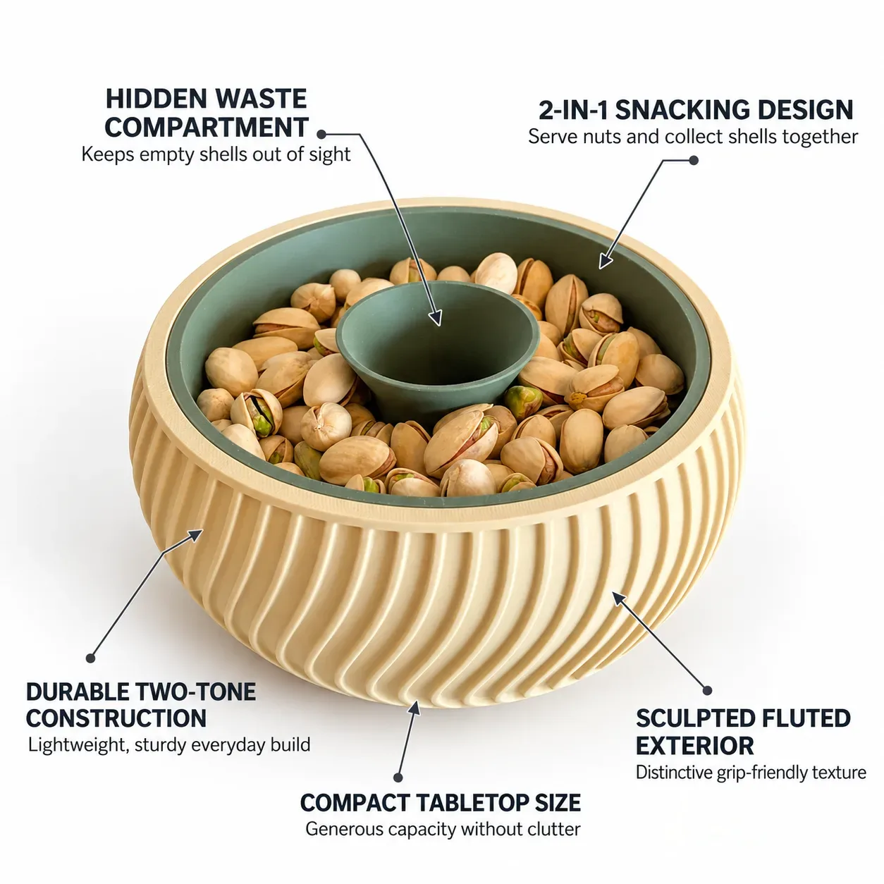 Pistachio Bowl with Hidden Waste Compartment (Pista Bowl)