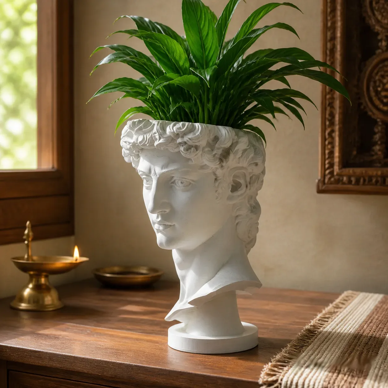 David Bust Planter with Drainage Base