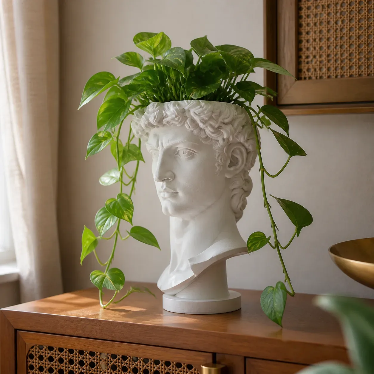 David Bust Planter with Drainage Base