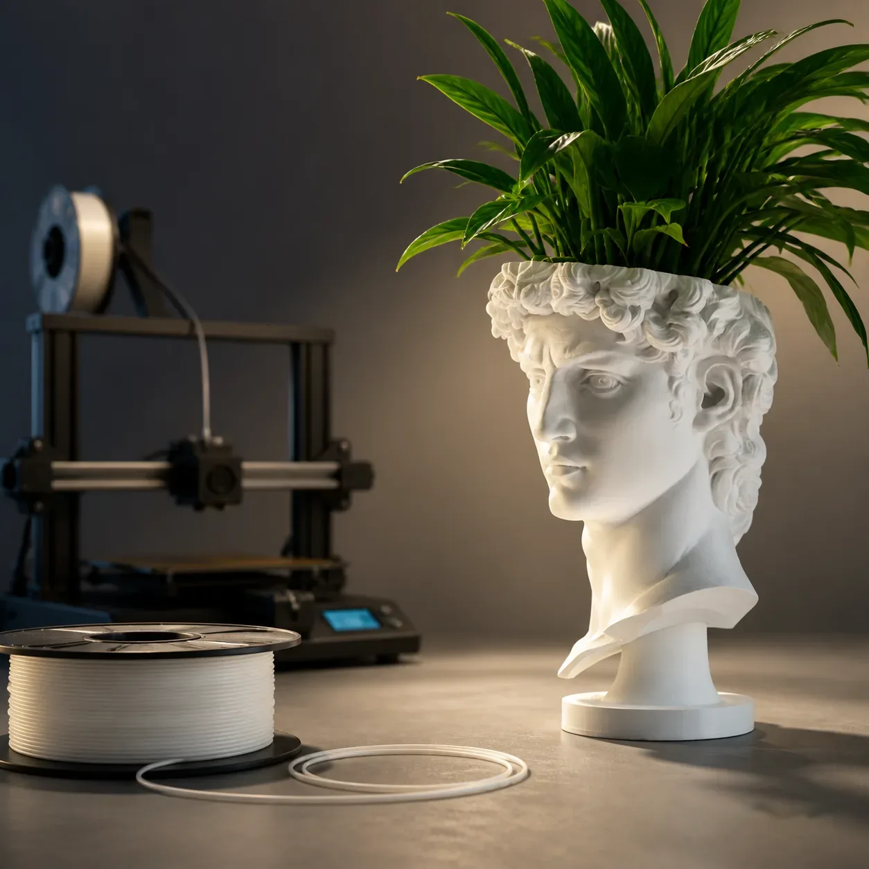 David Bust Planter with Drainage Base