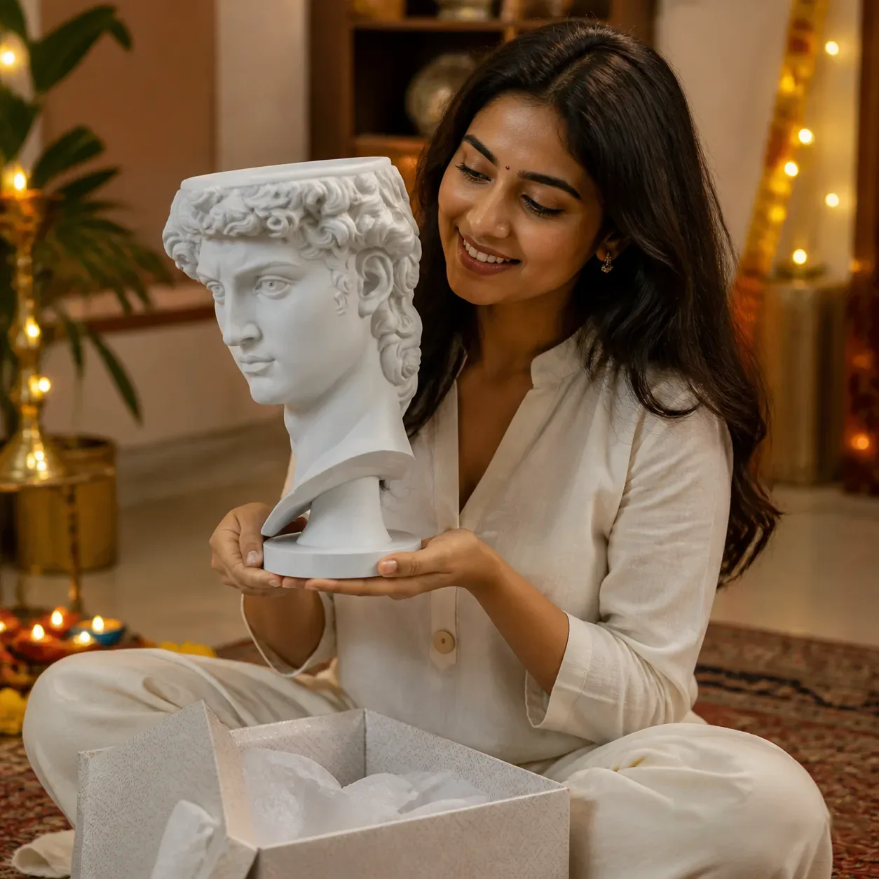 David Bust Planter with Drainage Base