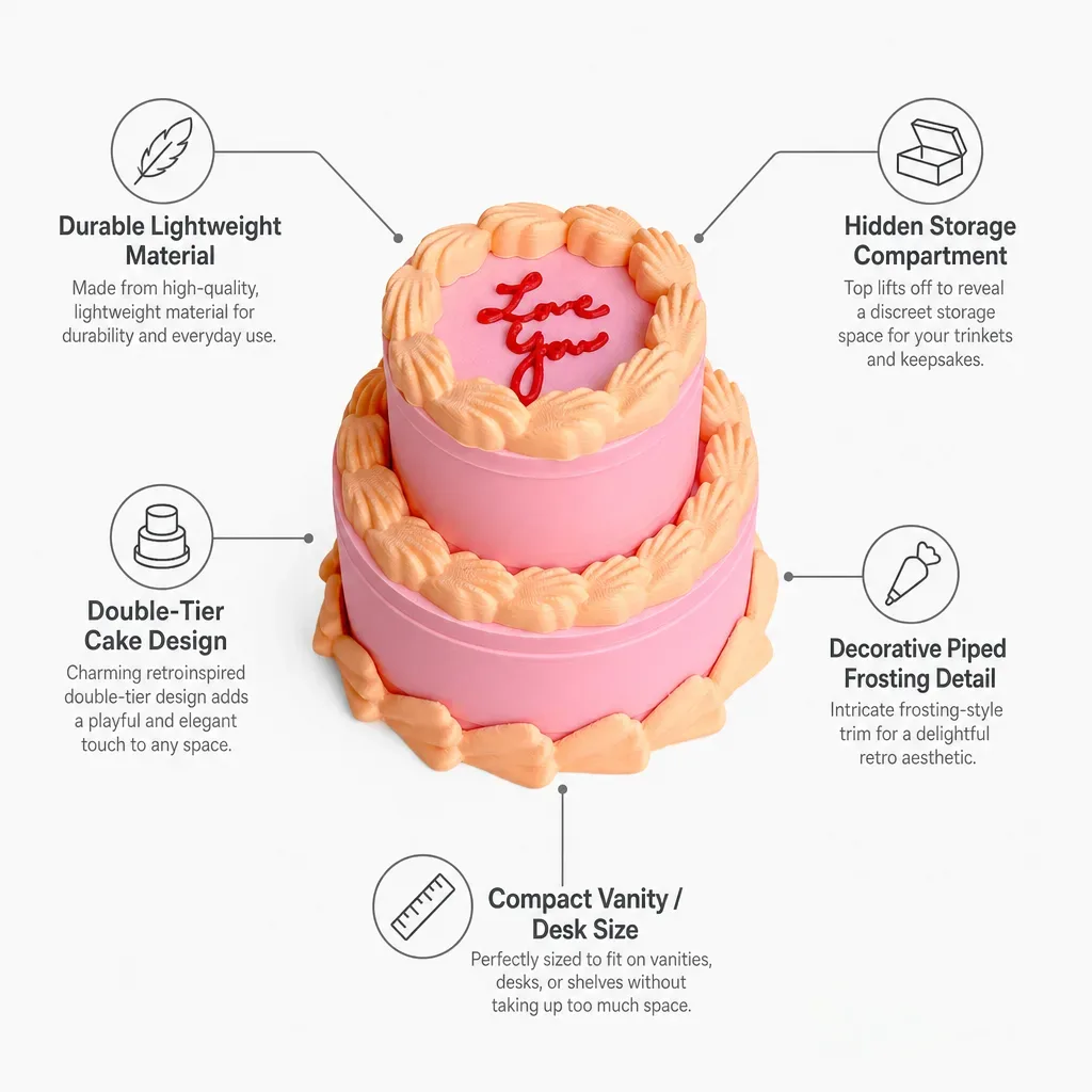 Retro Cake Jewelry Box with Hidden Storage