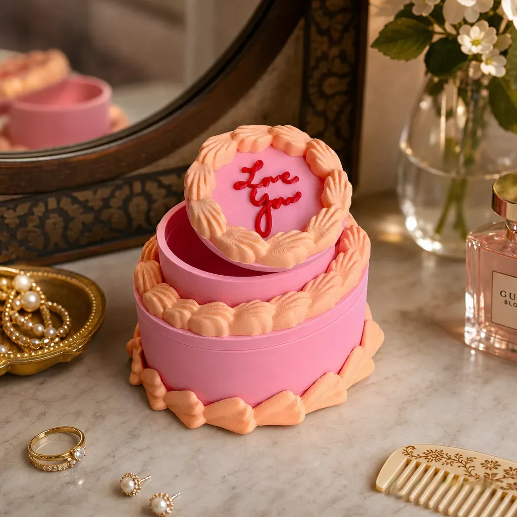 Retro Cake Jewelry Box with Hidden Storage