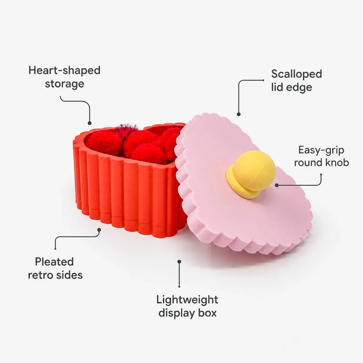 Retro Pleated Heart Jewelry Box