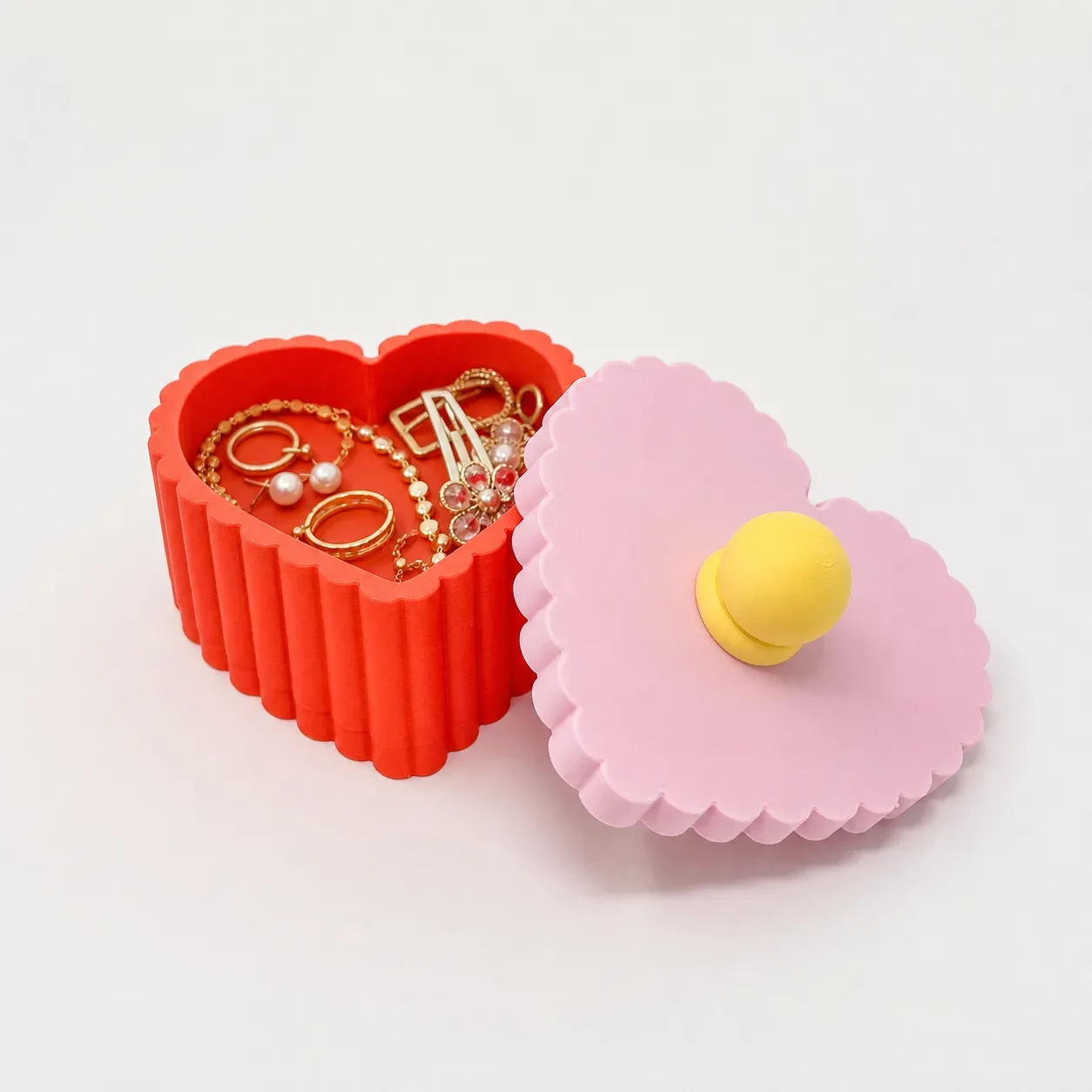 Retro Pleated Heart Jewelry Box