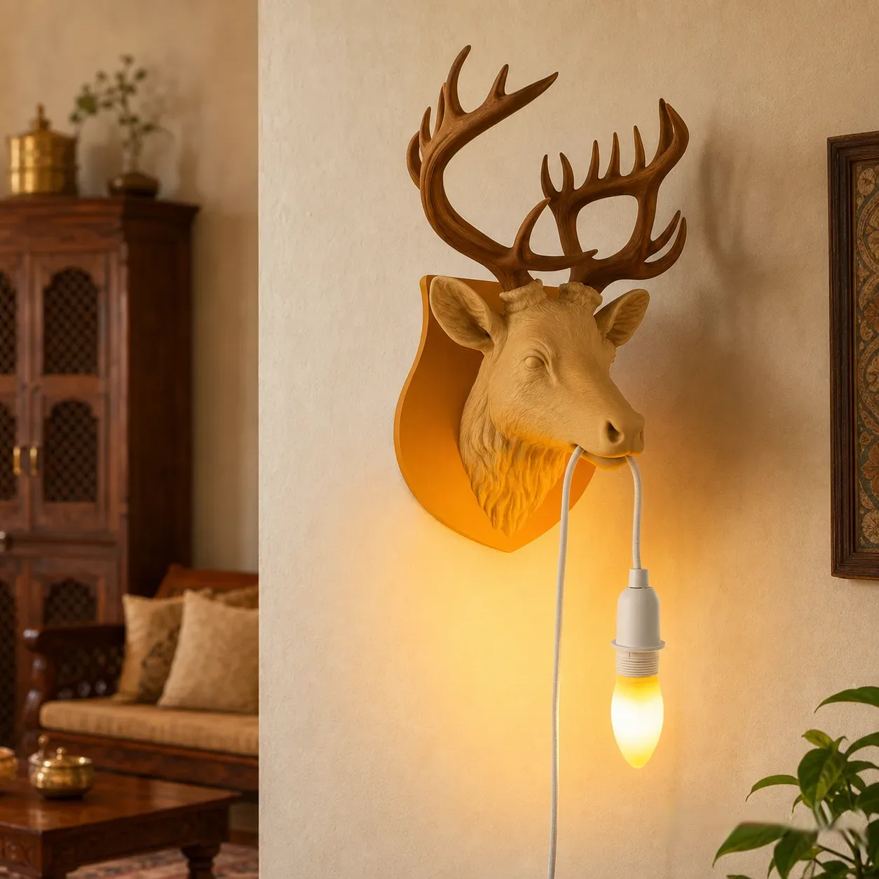 Stag Red Deer Wall Lamp for Cozy Rustic Decor
