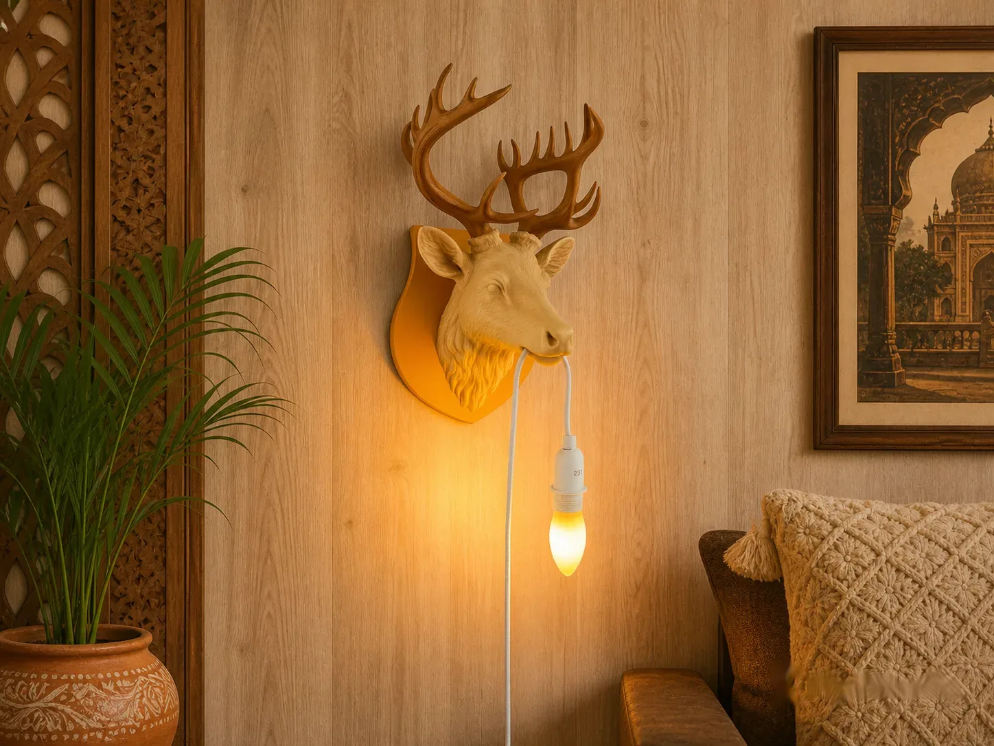 Stag Red Deer Wall Lamp for Cozy Rustic Decor