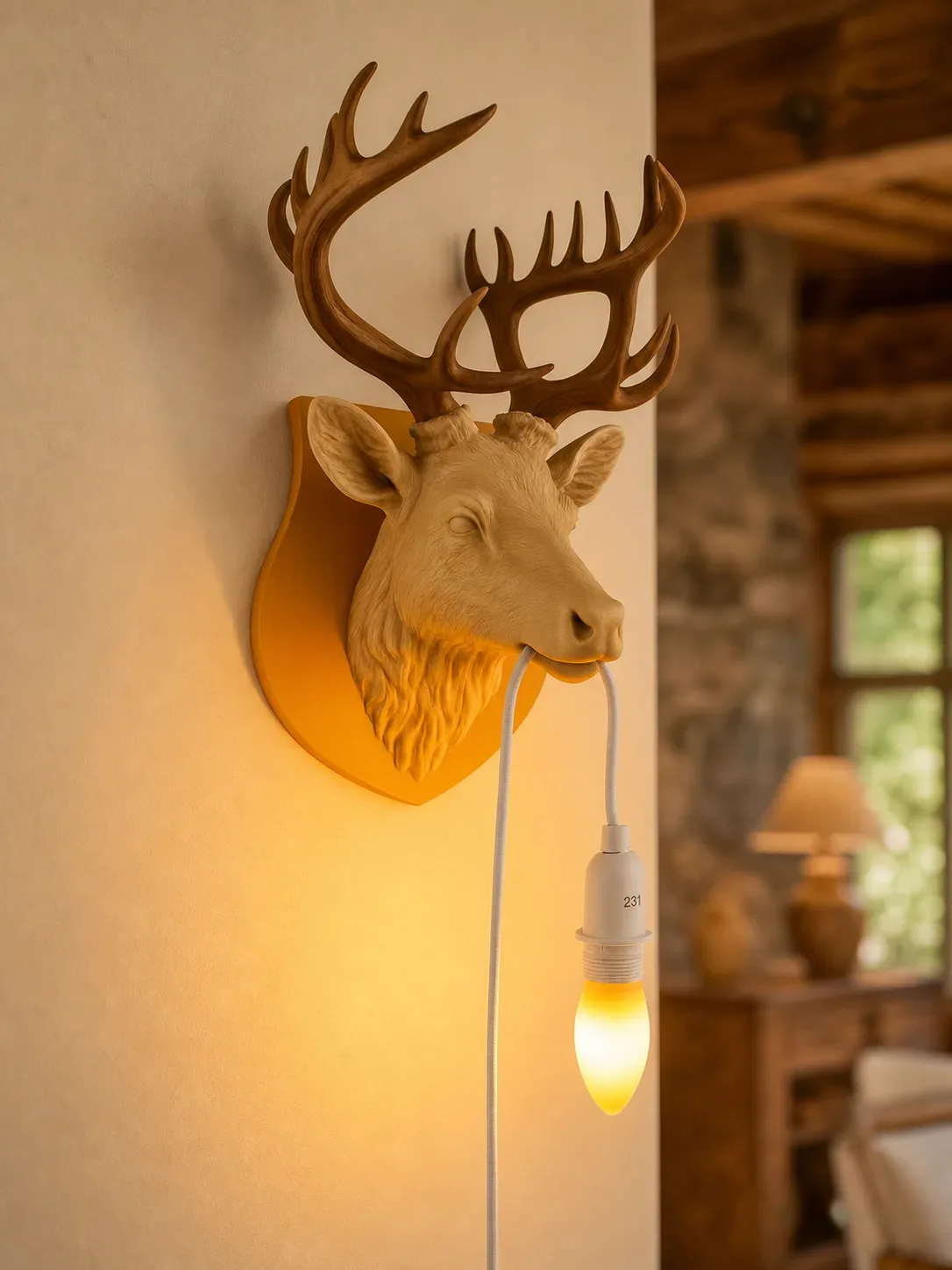 Stag Red Deer Wall Lamp for Cozy Rustic Decor
