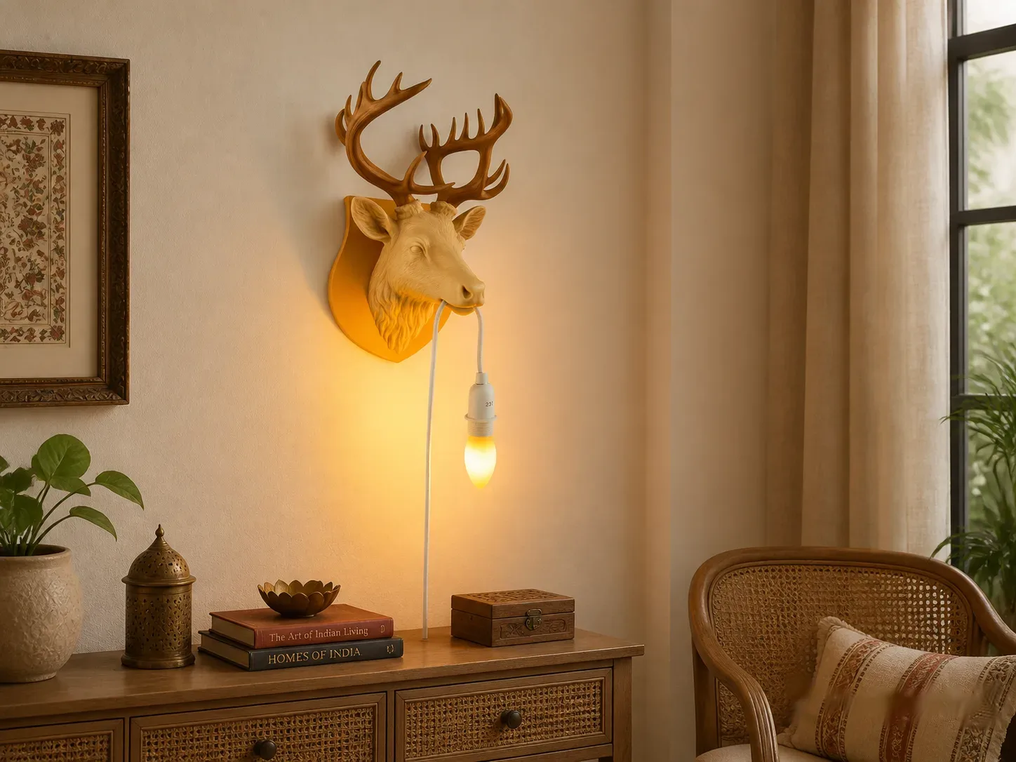 Stag Red Deer Wall Lamp for Cozy Rustic Decor