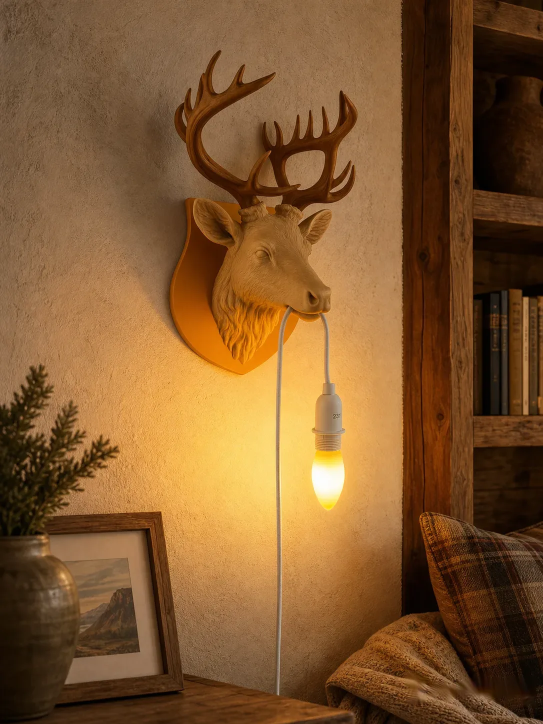 Stag Red Deer Wall Lamp for Cozy Rustic Decor