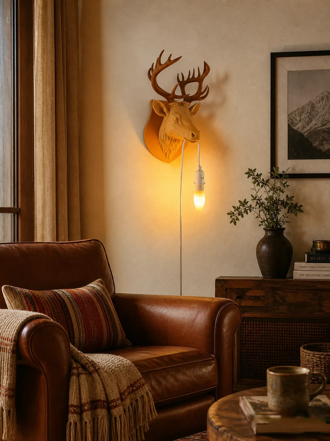 Stag Red Deer Wall Lamp for Cozy Rustic Decor