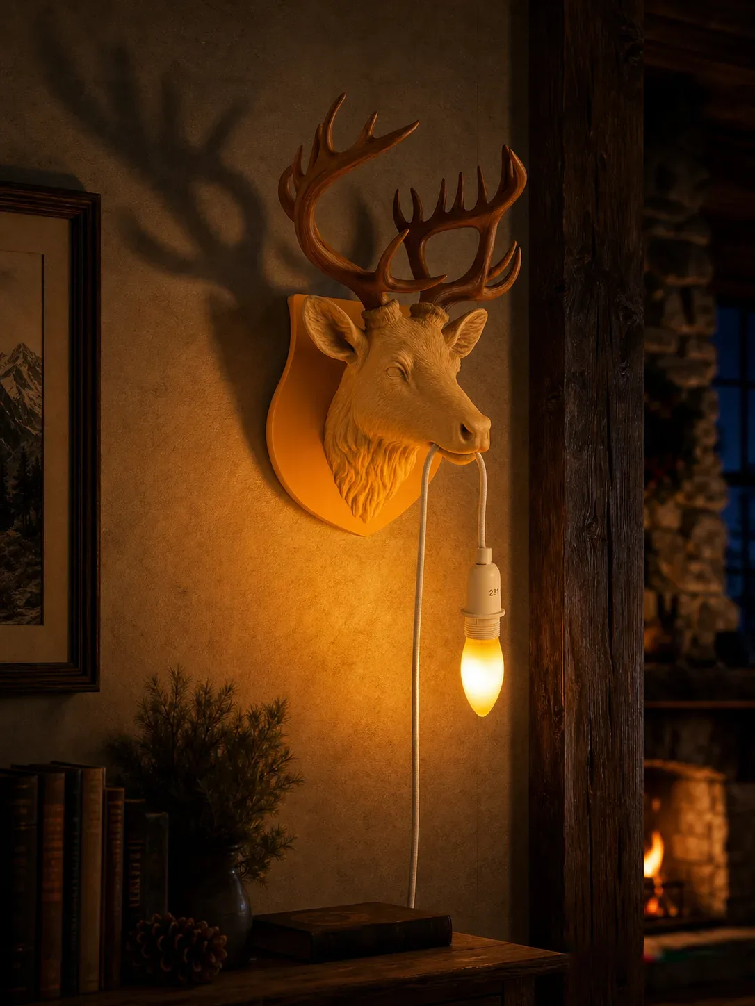 Stag Red Deer Wall Lamp for Cozy Rustic Decor