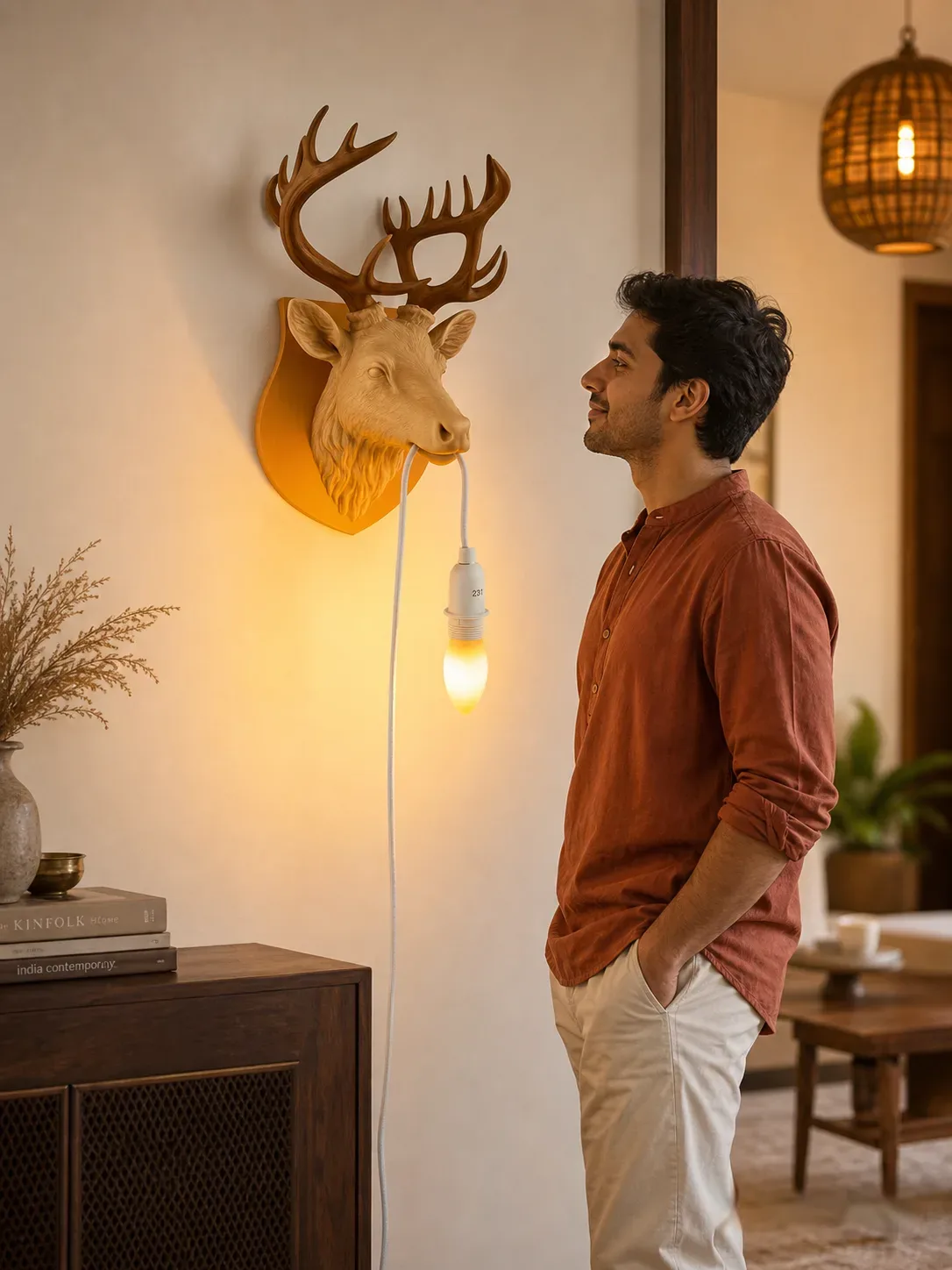 Stag Red Deer Wall Lamp for Cozy Rustic Decor