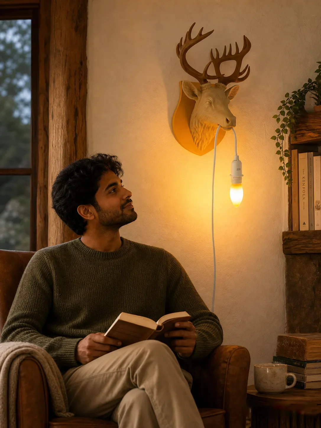 Stag Red Deer Wall Lamp for Cozy Rustic Decor