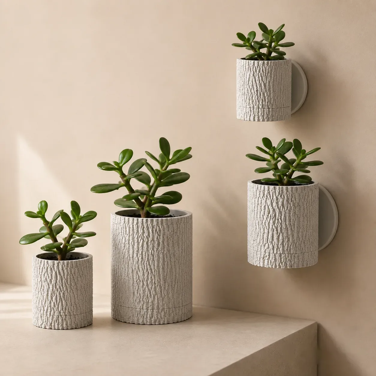 Tree Bark Planter with Hidden Drip Tray
