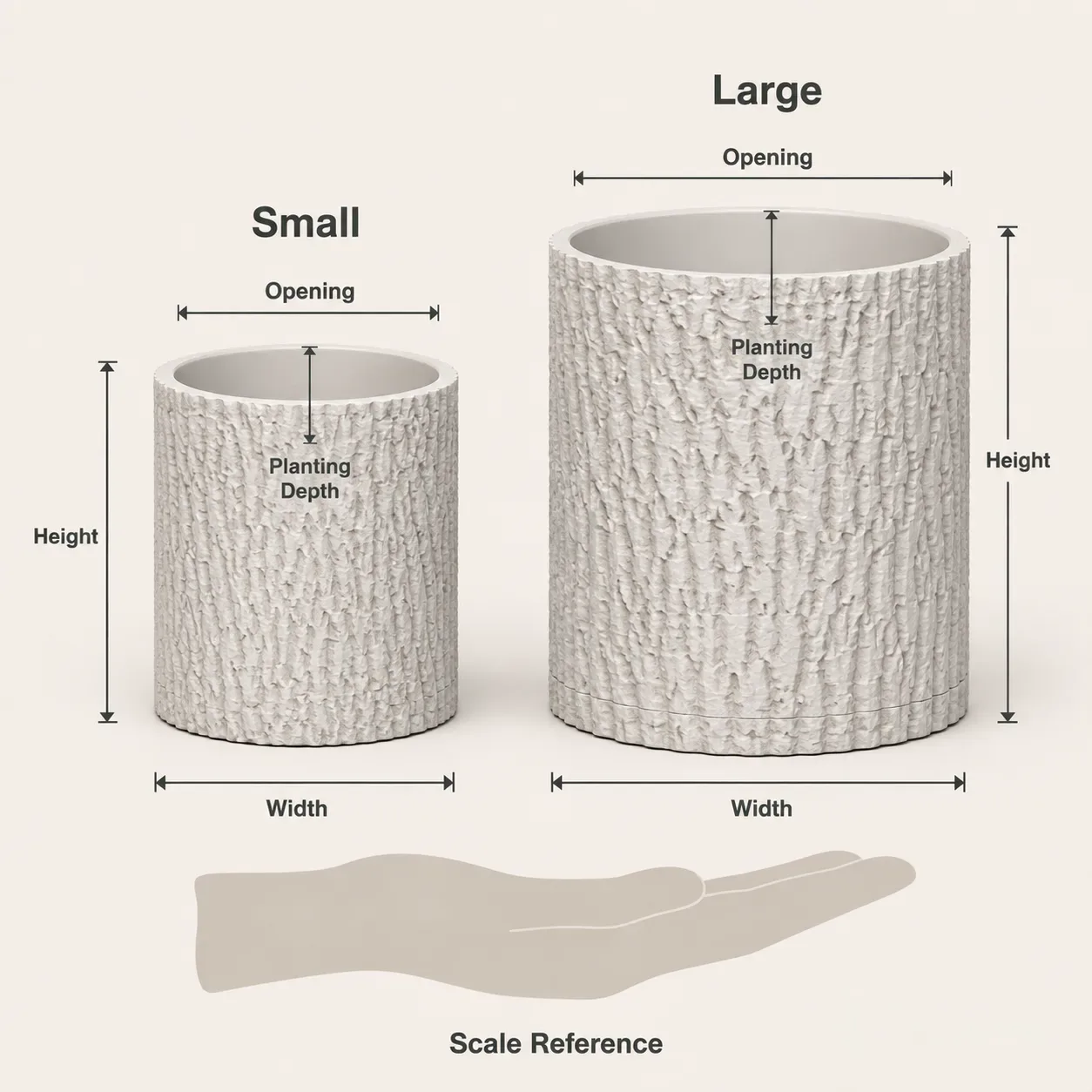 Tree Bark Planter with Hidden Drip Tray
