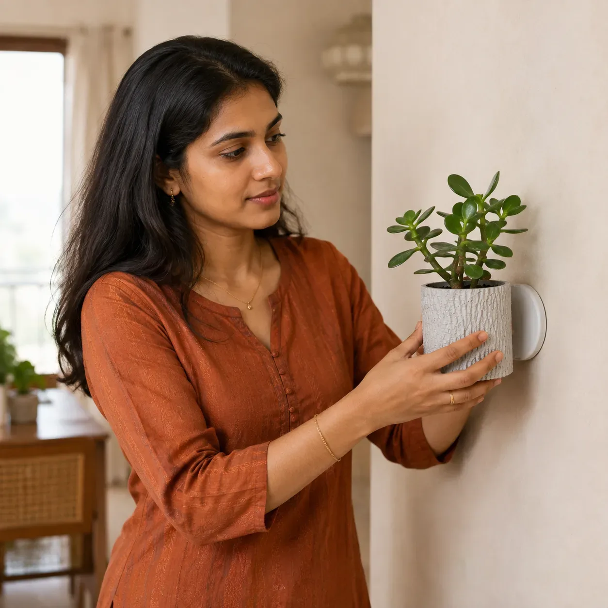Tree Bark Planter with Hidden Drip Tray