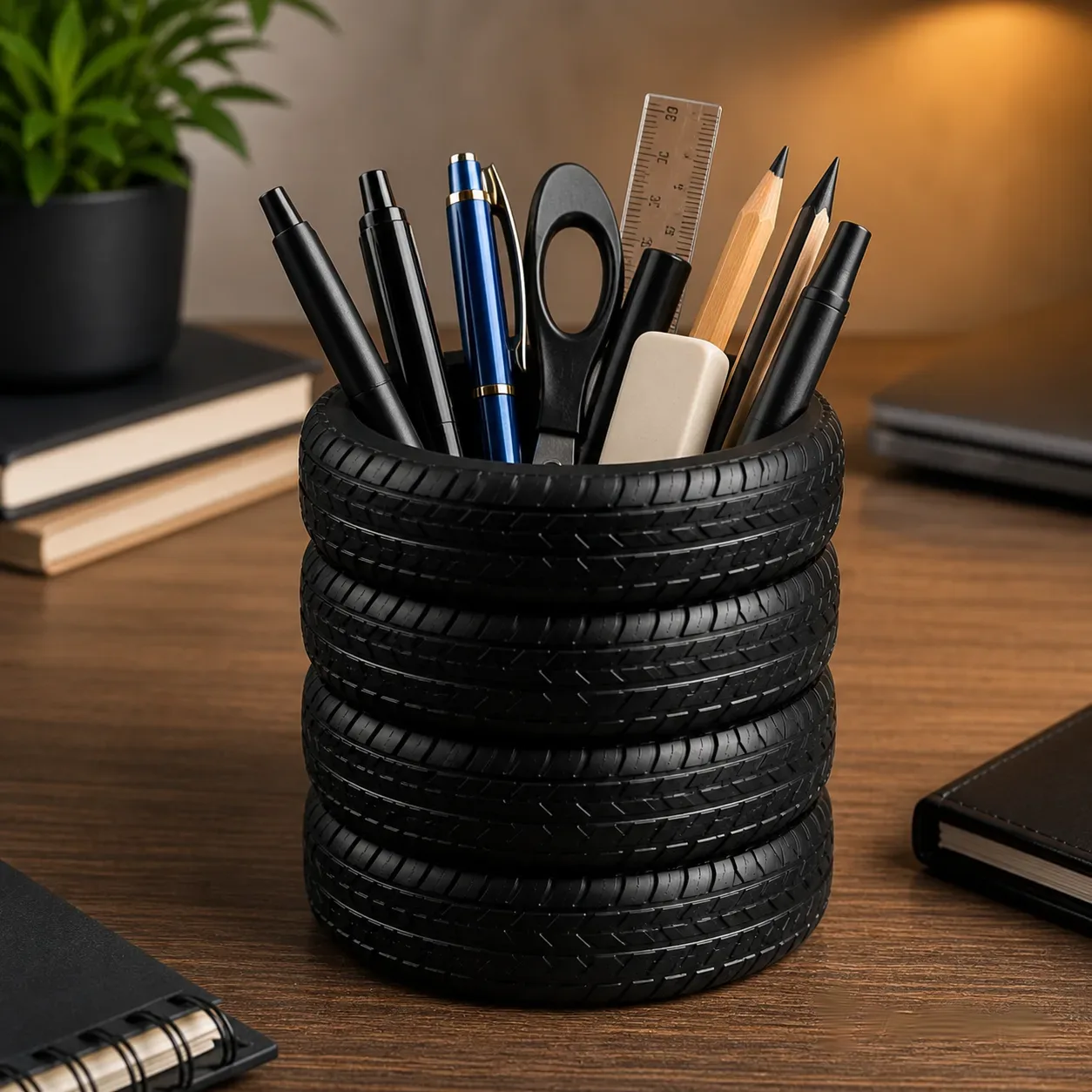 Tyre Stack Pen Holder – Stylish Desk Organisation