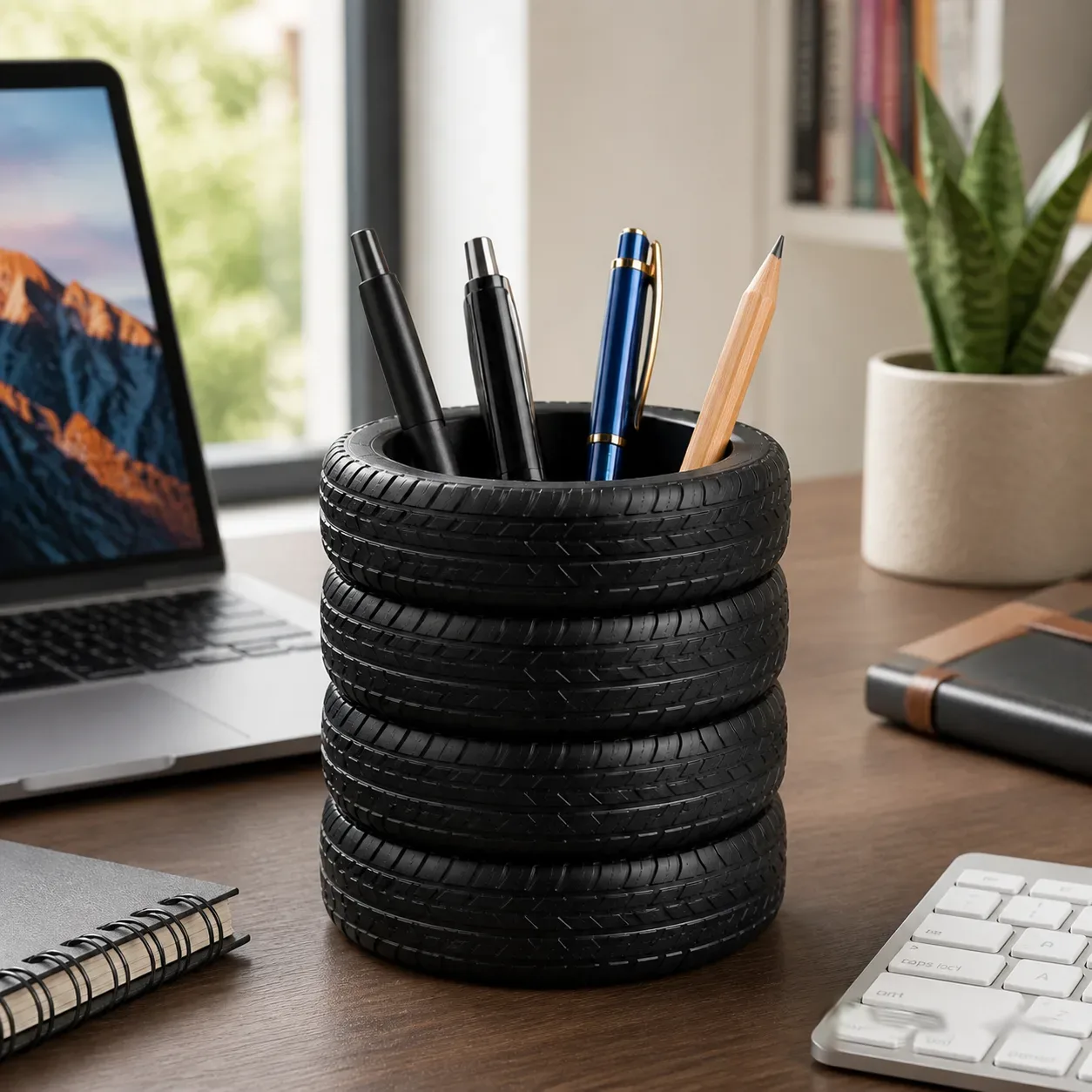 Tyre Stack Pen Holder – Stylish Desk Organisation