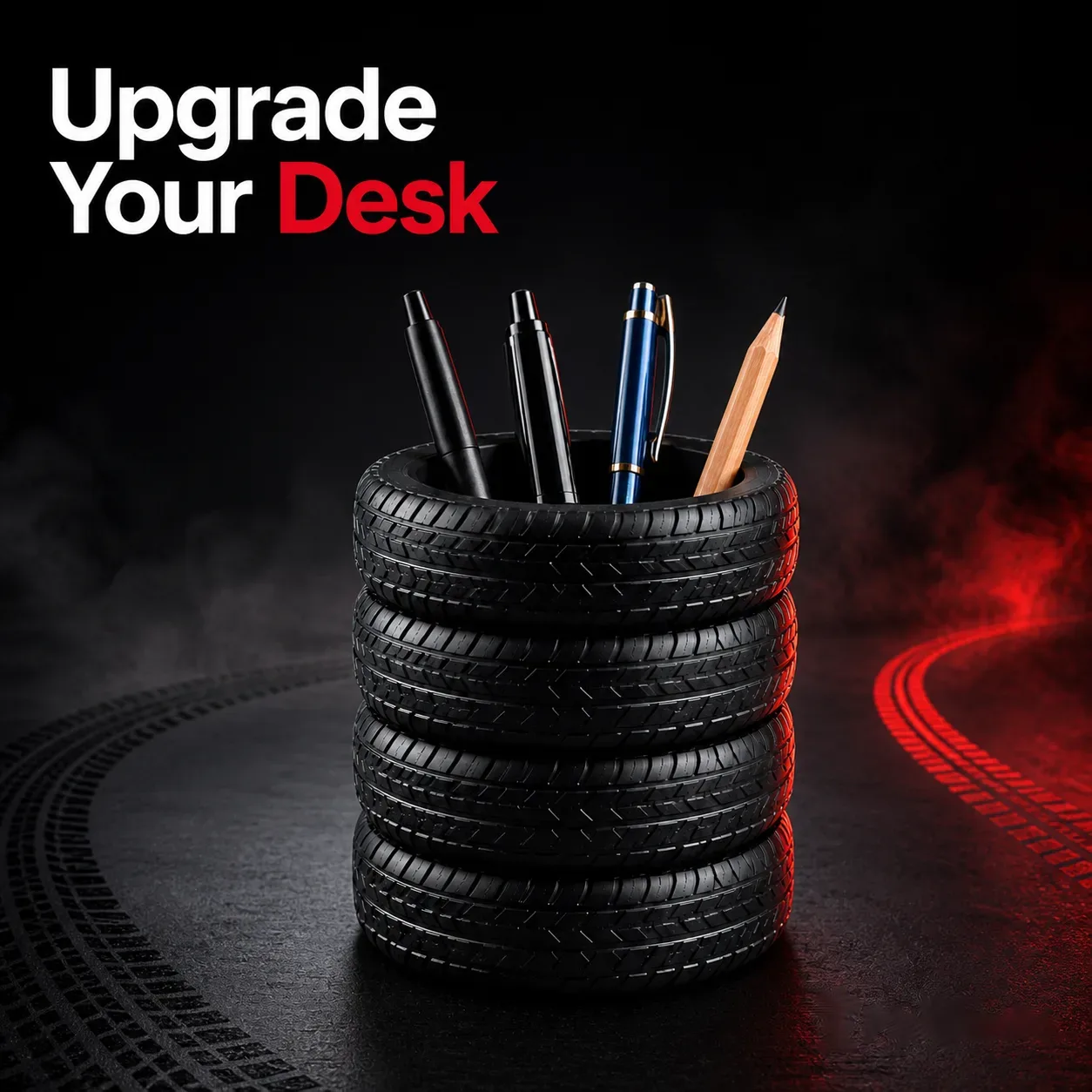 Tyre Stack Pen Holder – Stylish Desk Organisation