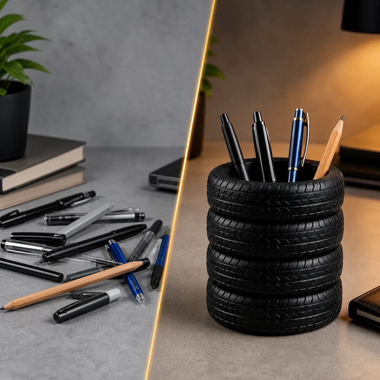 Tyre Stack Pen Holder – Stylish Desk Organisation