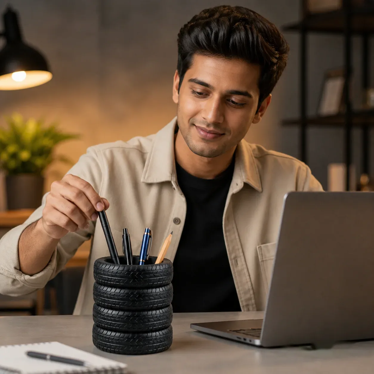 Tyre Stack Pen Holder – Stylish Desk Organisation